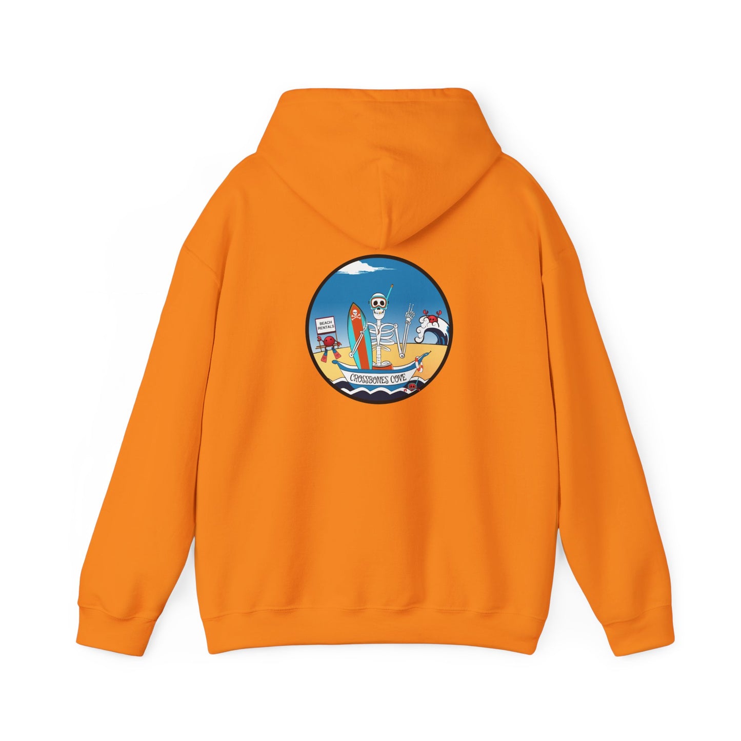 Crossbones Cove, The Classic All Day Hooded Sweatshirt, Carolina Blue, Black, Royal, Safety Orange & Red