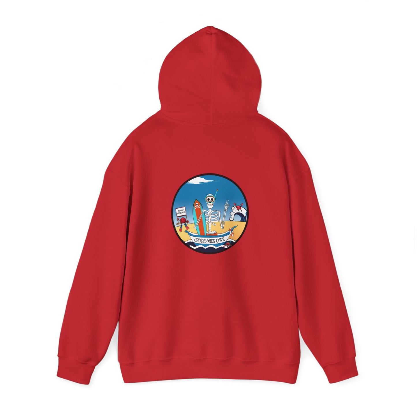 Crossbones Cove, The Classic All Day Hooded Sweatshirt, Carolina Blue, Black, Royal, Safety Orange & Red