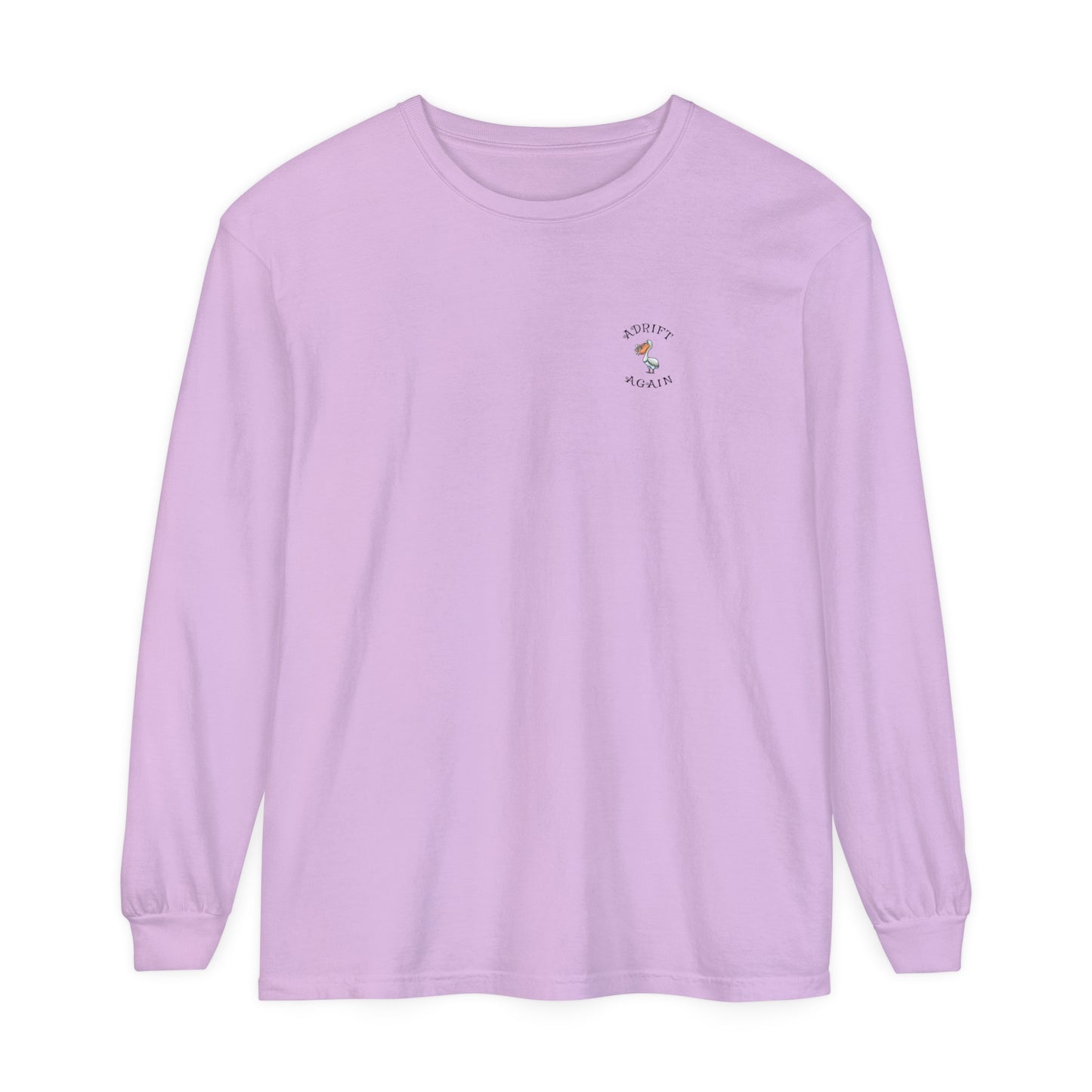 Shipwreck Chic Unisex Garment-dyed Long Sleeve T-Shirt, Berry, Blue Jean & Orchid