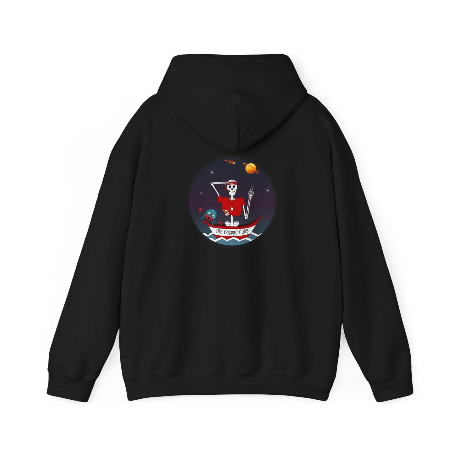 The Cosmic Crab, The Classic All Day Hooded Sweatshirt, in Royal, Carolina Blue, Black, Red & Safety Orange