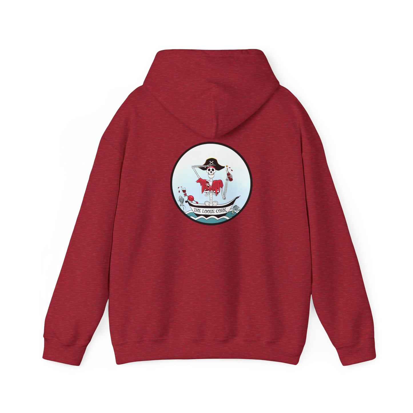 The Loose Cork, The Classic All Day Hooded Sweatshirt, Light Blue, Antique Cherry Red, White & Black