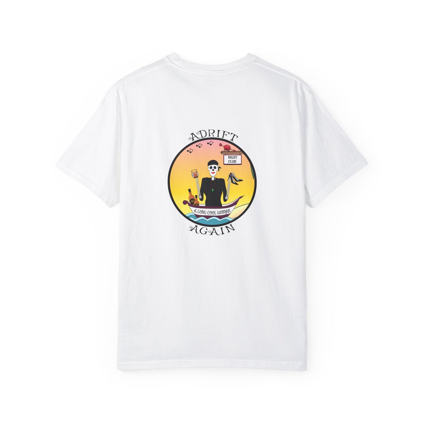 A Long Cool Woman, Unisex Garment-Dyed, Short Sleeve T-shirt, In Citrus, Mint, Black, White and Lagoon Blue
