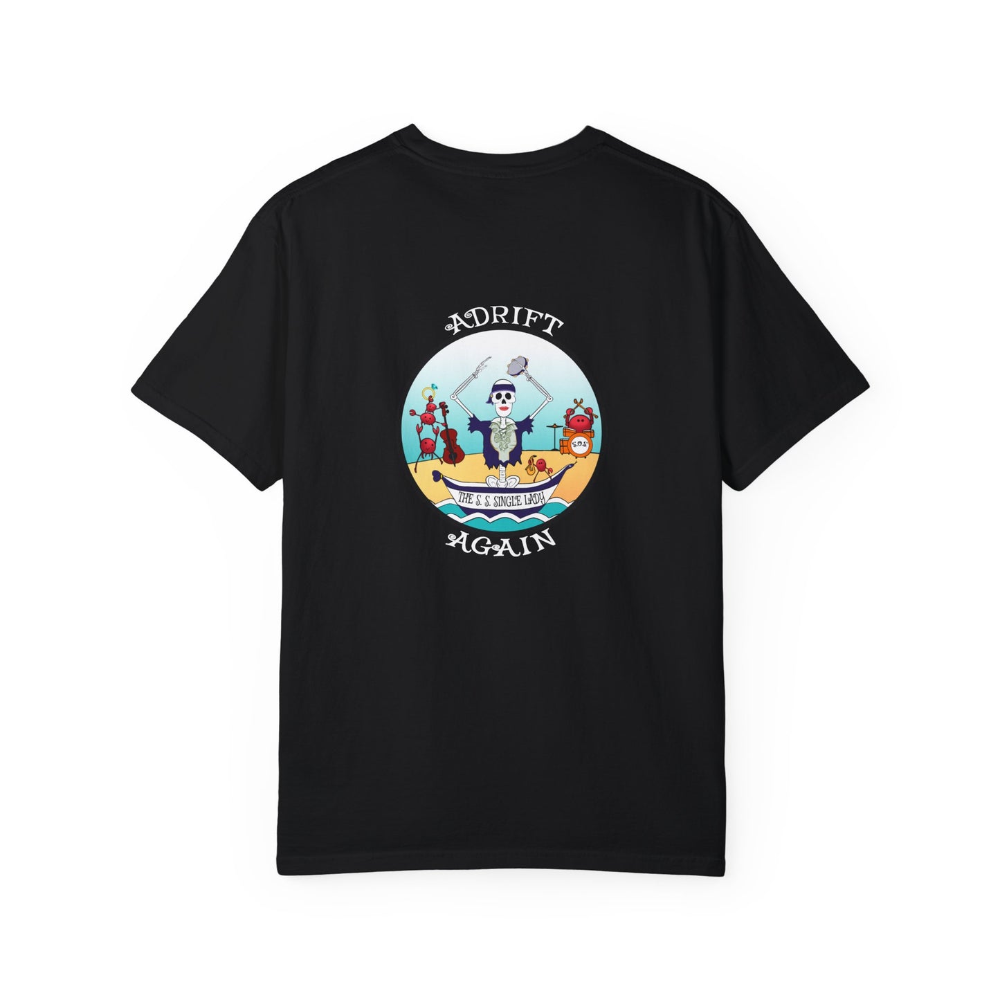 The S. S. Single Lady, Unisex Garment-Dyed, Short Sleeve T-shirt, In Chambray, Red, Black, White& True Navy