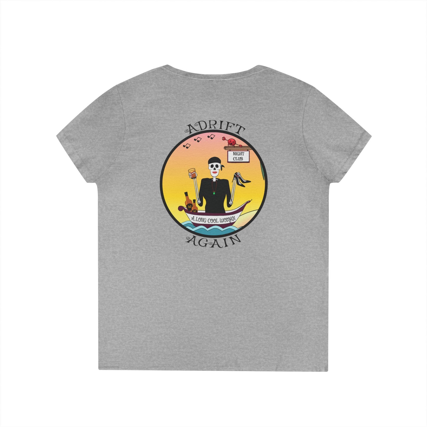 A Long Cool Woman, Women's V-Neck T-Shirt, in Sport Grey