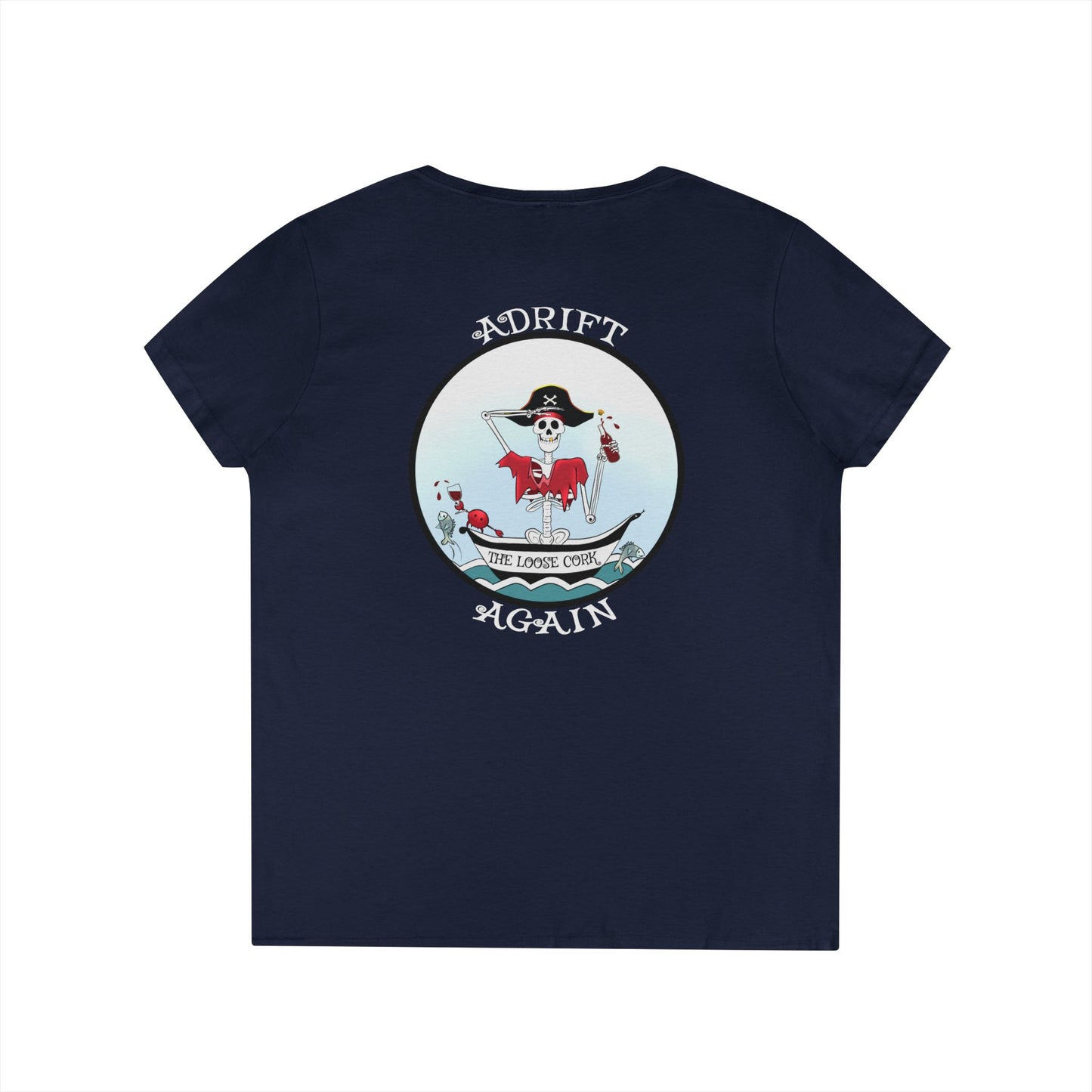 The Loose Cork, Women's V-Neck T-Shirt, in Navy, Black or Red