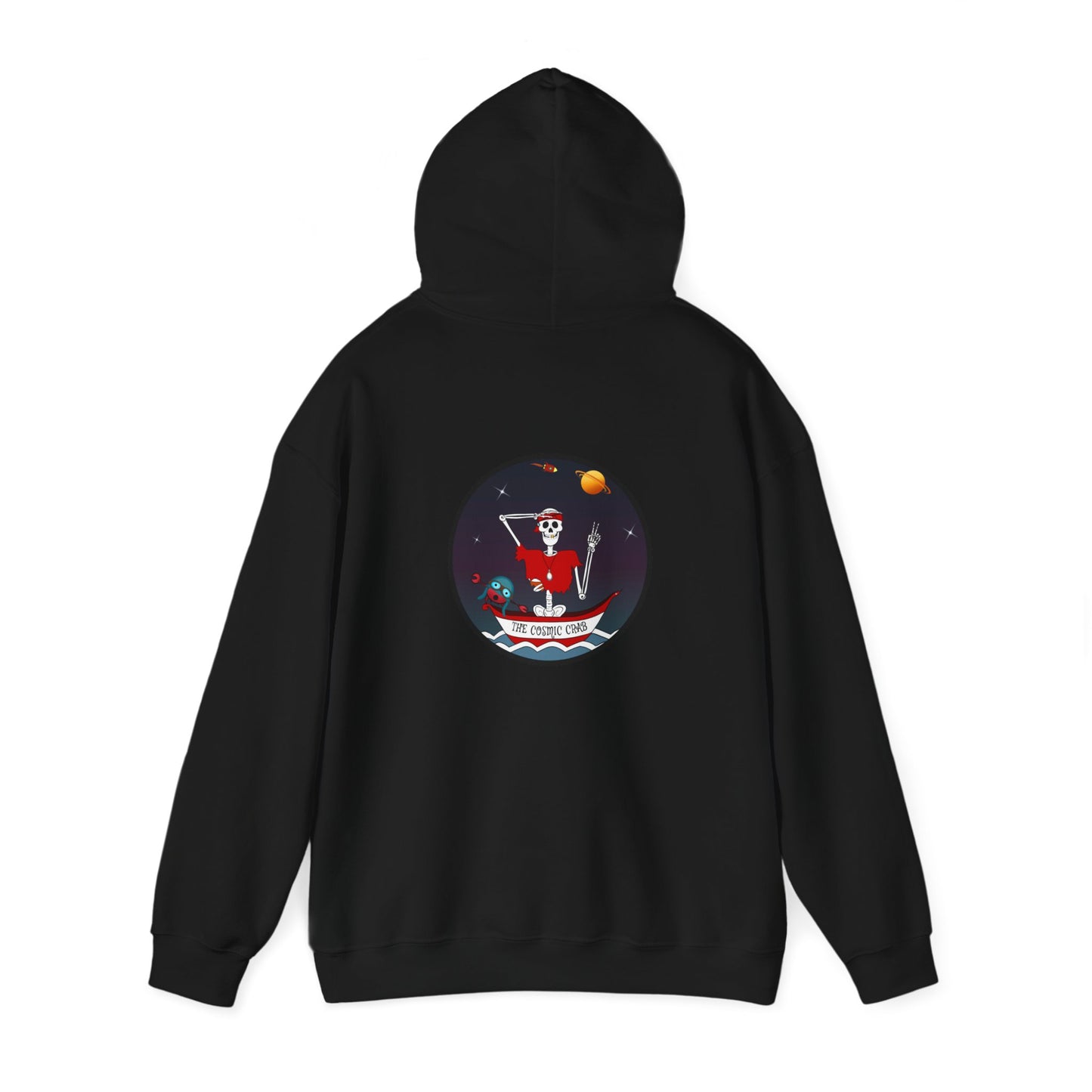 The Cosmic Crab, The Classic All Day Hooded Sweatshirt, in Royal, Carolina Blue, Black, Red & Safety Orange