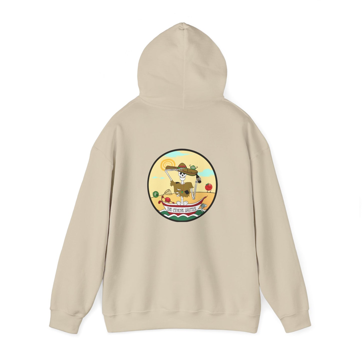 The Ceviche Shuttle, The Classic All Day Hooded Sweatshirt, In Military Green, Graphite Heather, Indigo Blue, Heather Sport Dark Navy, Antique Cherry Red, Safety Orange, Orange & Sand
