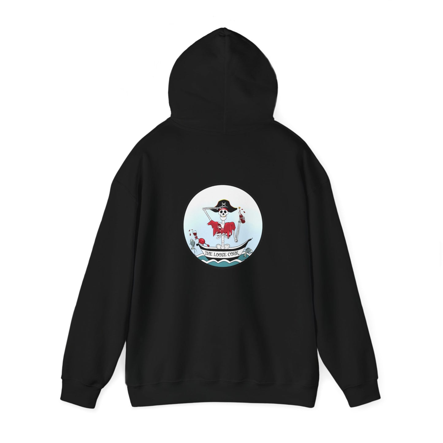 The Loose Cork, The Classic All Day Hooded Sweatshirt, Light Blue, Antique Cherry Red, White & Black