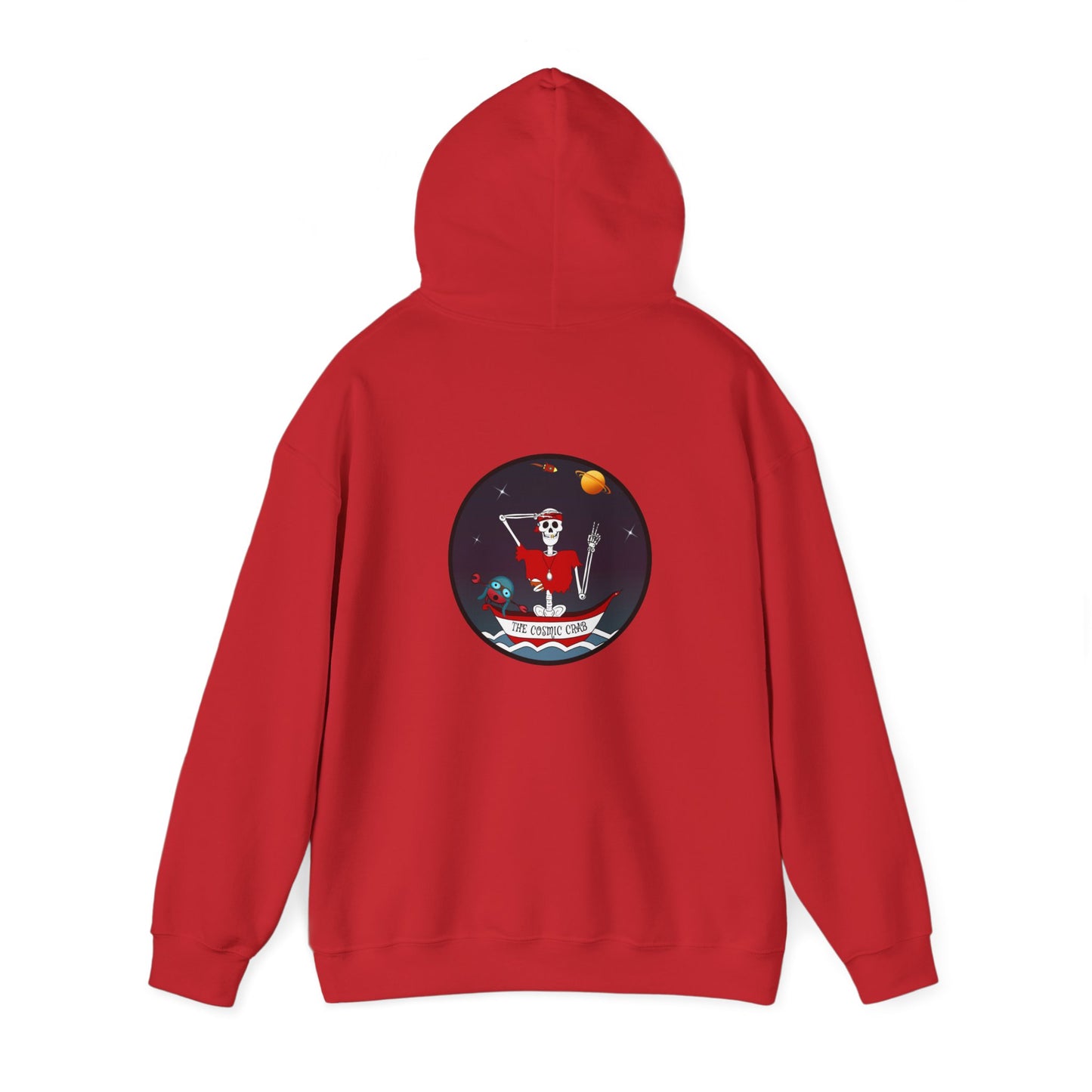 The Cosmic Crab, The Classic All Day Hooded Sweatshirt, in Royal, Carolina Blue, Black, Red & Safety Orange
