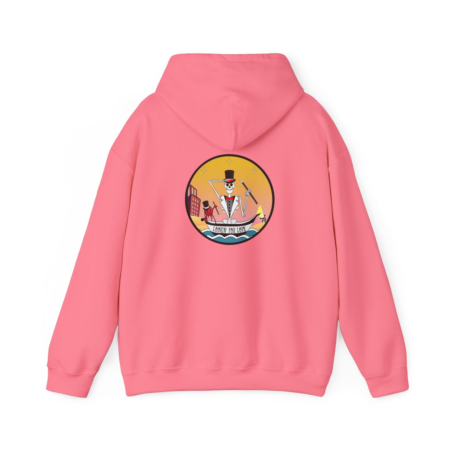 Lookin' For Love, The Classic All Day Hooded Sweatshirt, Black, Safety Orange, Maroon, Antique Sapphire, and Safety Pink