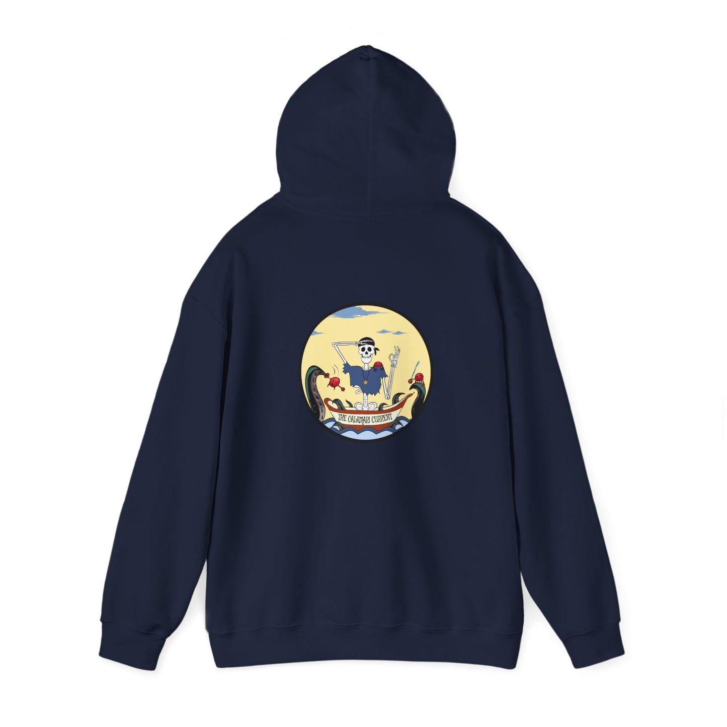 The Calamari Current, The Classic All Day Hooded Sweatshirt, in Navy, Light Blue & Forest Green