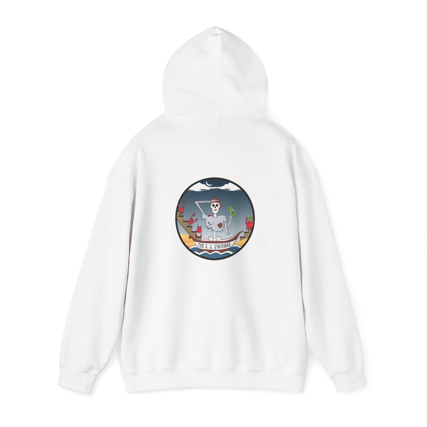 The S. S. Stairway, The Classic All Day Hooded Sweatshirt, Garnet, White, Indigo Blue, Antique Cherry Red, and Ash