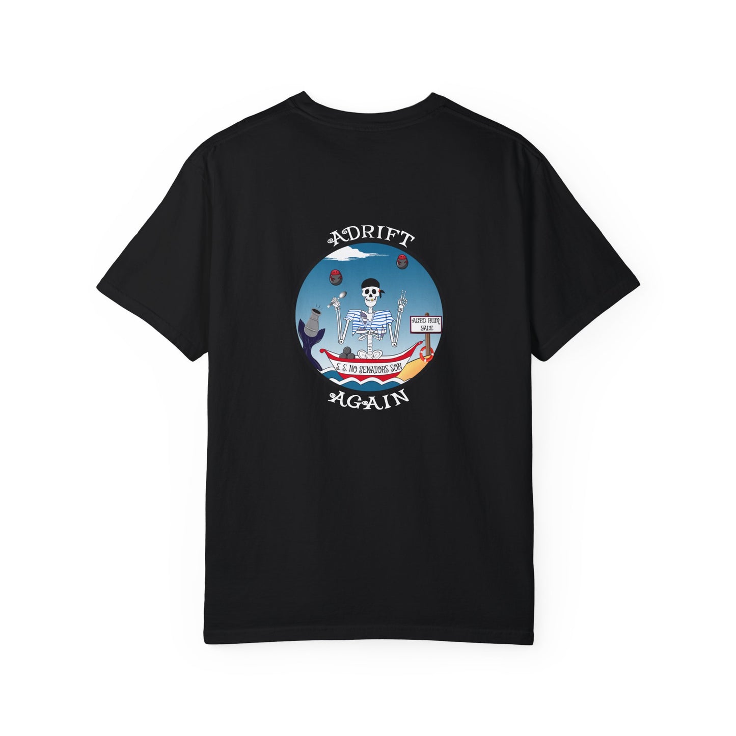 S. S. No Senators Son, Unisex Garment-Dyed, Short Sleeve T-shirt, In Red, Chambray, True Navy, Black and White