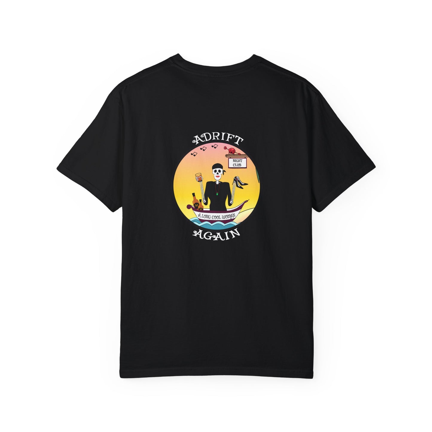 A Long Cool Woman, Unisex Garment-Dyed, Short Sleeve T-shirt, In Citrus, Mint, Black, White and Lagoon Blue