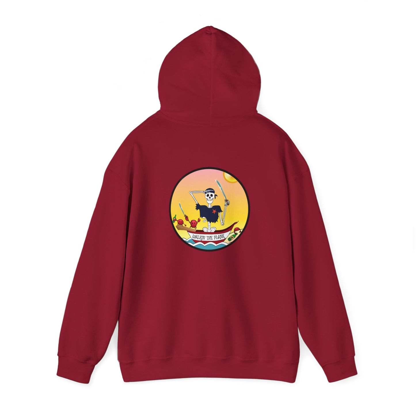 Walkin' The Plank, The Classic All Day Hooded Sweatshirt, in Safety Orange, Antique Sapphire, Sand, Safety Pink, Cardinal Red & Black