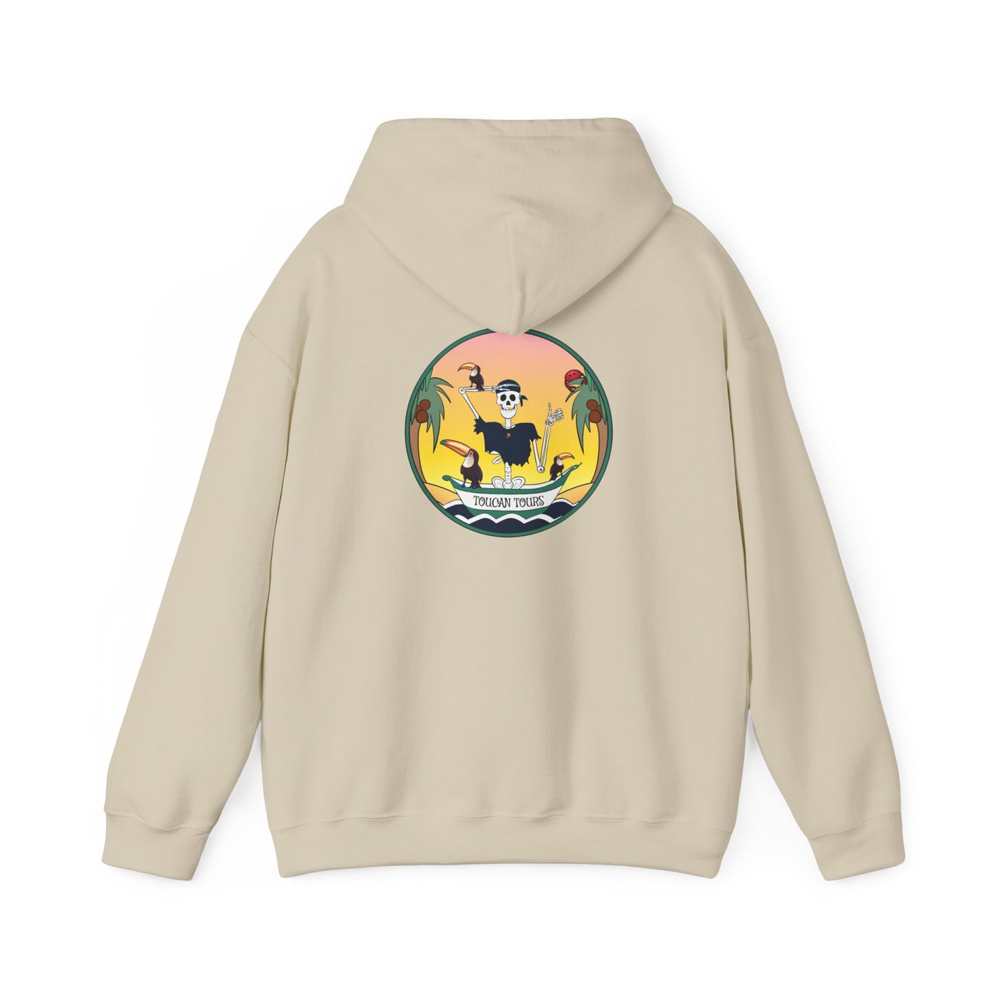 Toucan Tours, The Classic All Day Hooded Sweatshirt, in Sand, Military Green, Cardinal Red, Safety Pink, Safety Orange & Black