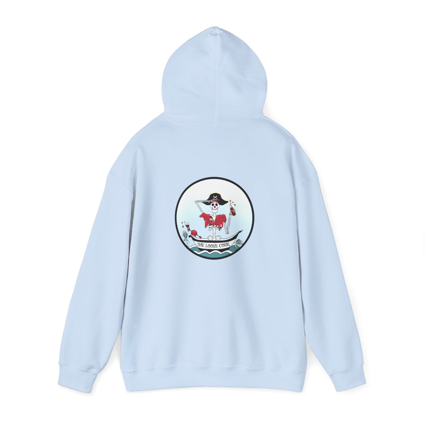 The Loose Cork, The Classic All Day Hooded Sweatshirt, Light Blue, Antique Cherry Red, White & Black