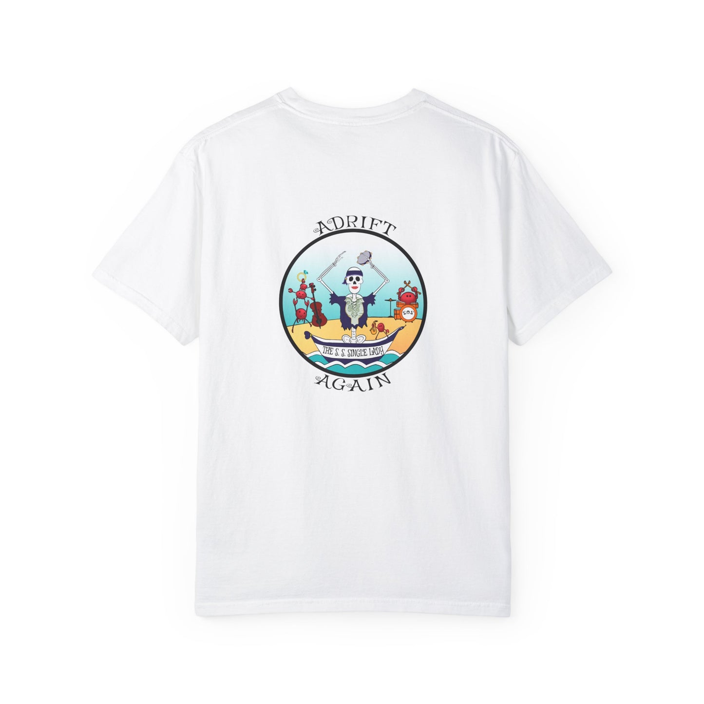 The S. S. Single Lady, Unisex Garment-Dyed, Short Sleeve T-shirt, In Chambray, Red, Black, White& True Navy