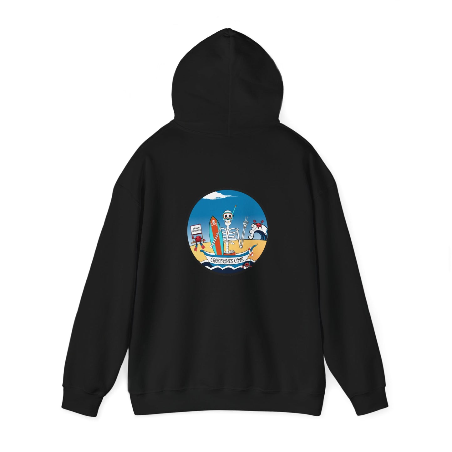 Crossbones Cove, The Classic All Day Hooded Sweatshirt, Carolina Blue, Black, Royal, Safety Orange & Red