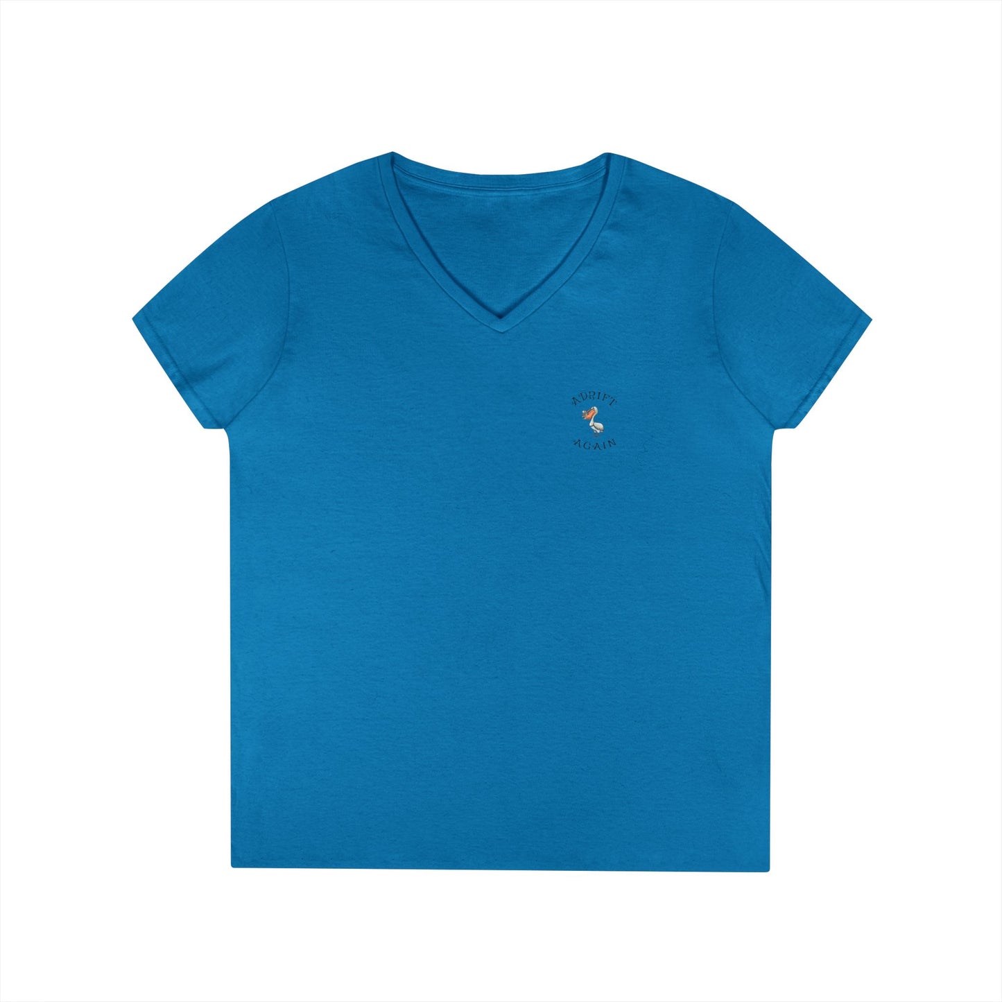 S. S. Sea Of Years, Women's V-Neck T-Shirt, in Sport Grey, Sapphire, and Coral Silk