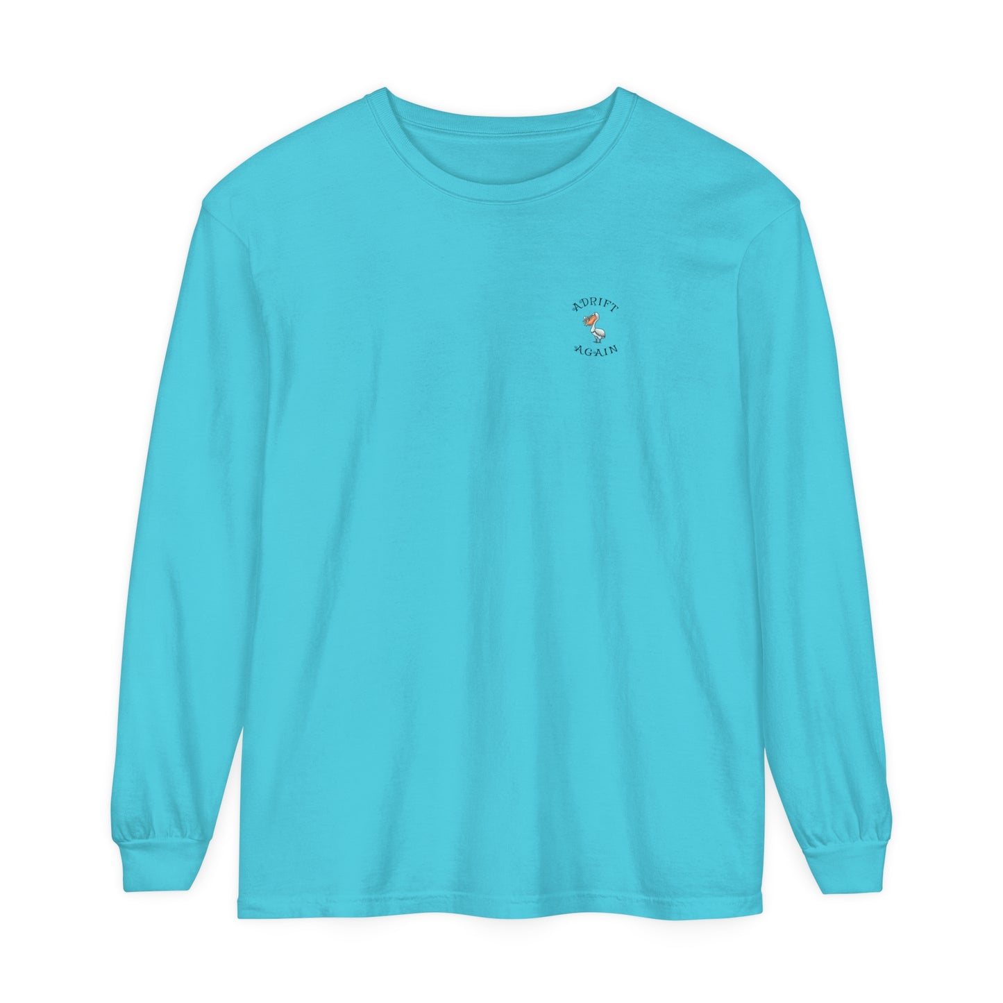 The Starfish Enterprise Unisex Garment-dyed Long Sleeve T-Shirt, in Black & Lagoon Blue