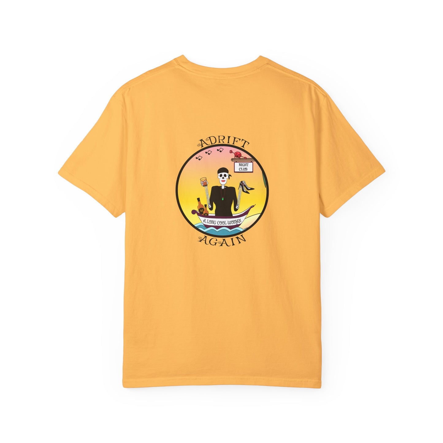 A Long Cool Woman, Unisex Garment-Dyed, Short Sleeve T-shirt, In Citrus, Mint, Black, White and Lagoon Blue