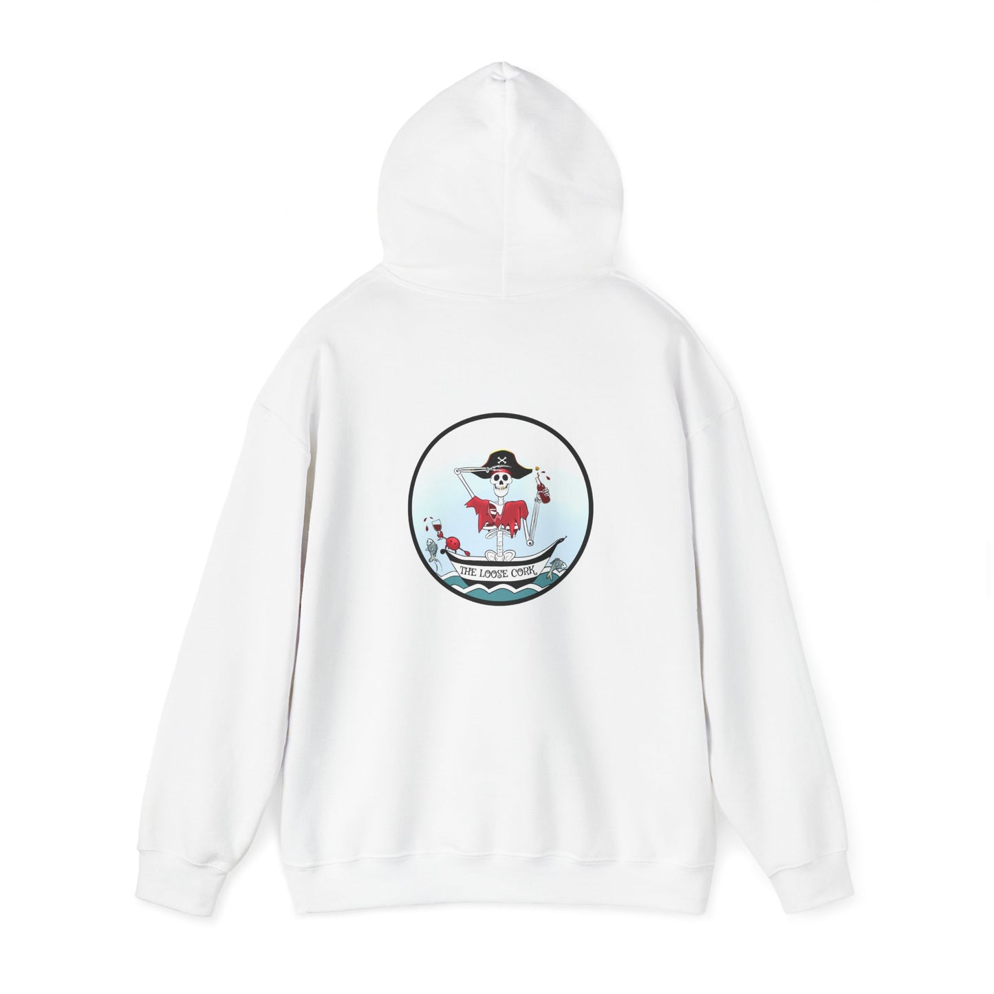 The Loose Cork, The Classic All Day Hooded Sweatshirt, Light Blue, Antique Cherry Red, White & Black