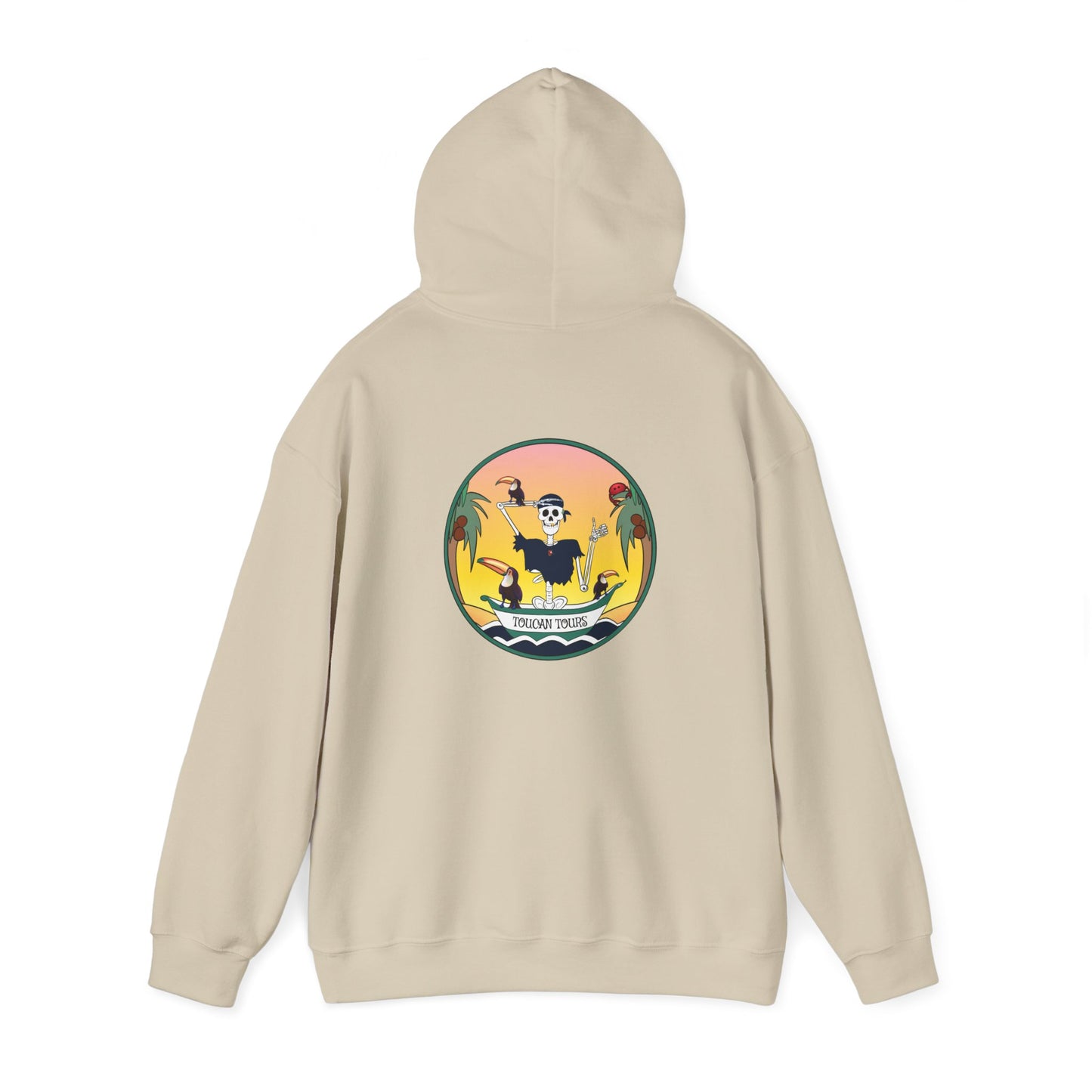 Toucan Tours, The Classic All Day Hooded Sweatshirt, in Sand, Military Green, Cardinal Red, Safety Pink, Safety Orange & Black