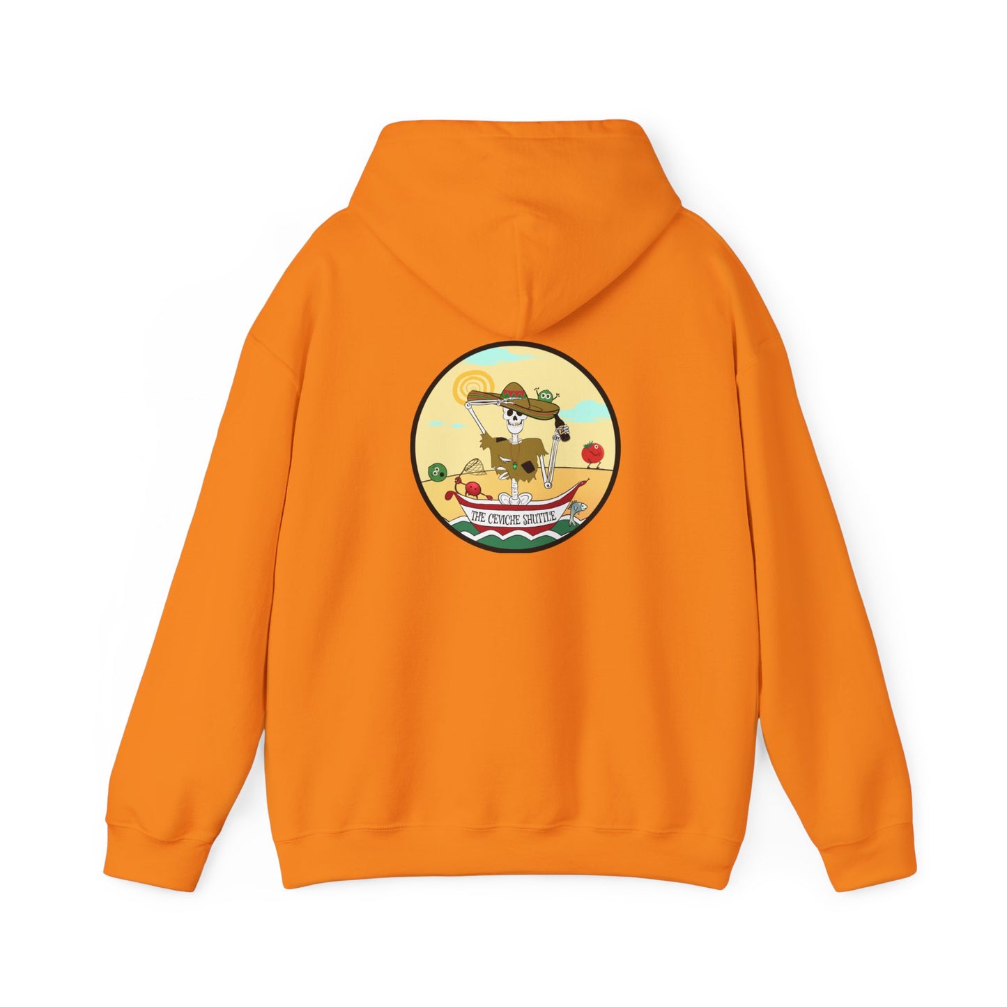The Ceviche Shuttle, The Classic All Day Hooded Sweatshirt, In Military Green, Graphite Heather, Indigo Blue, Heather Sport Dark Navy, Antique Cherry Red, Safety Orange, Orange & Sand