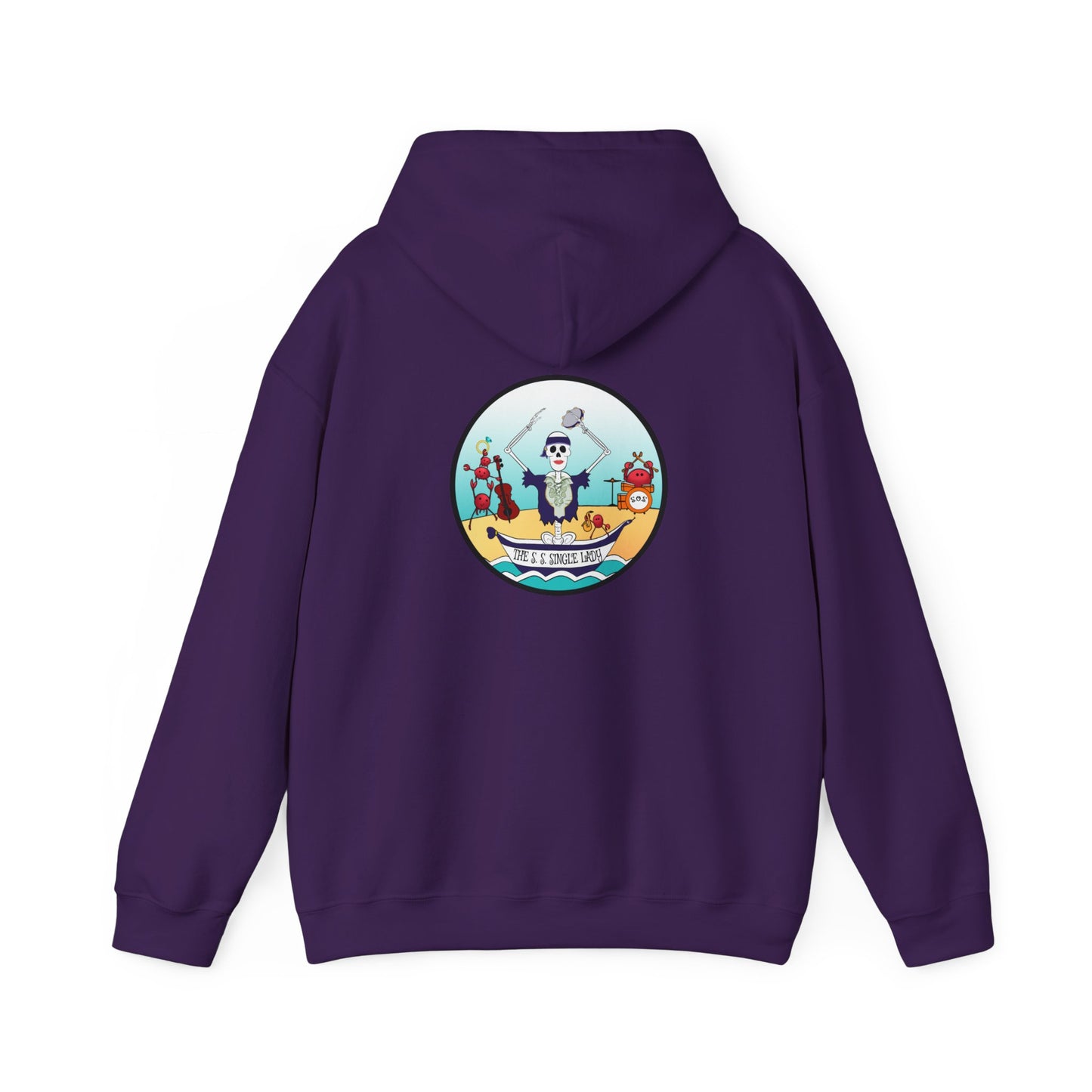The S. S. Single Lady, The Classic All Day Hooded Sweatshirt, Red, White, Antique Sapphire, and Purple