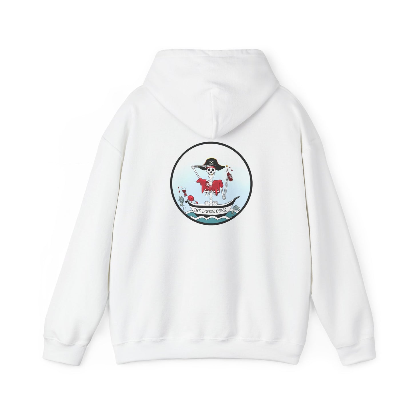 The Loose Cork, The Classic All Day Hooded Sweatshirt, Light Blue, Antique Cherry Red, White & Black