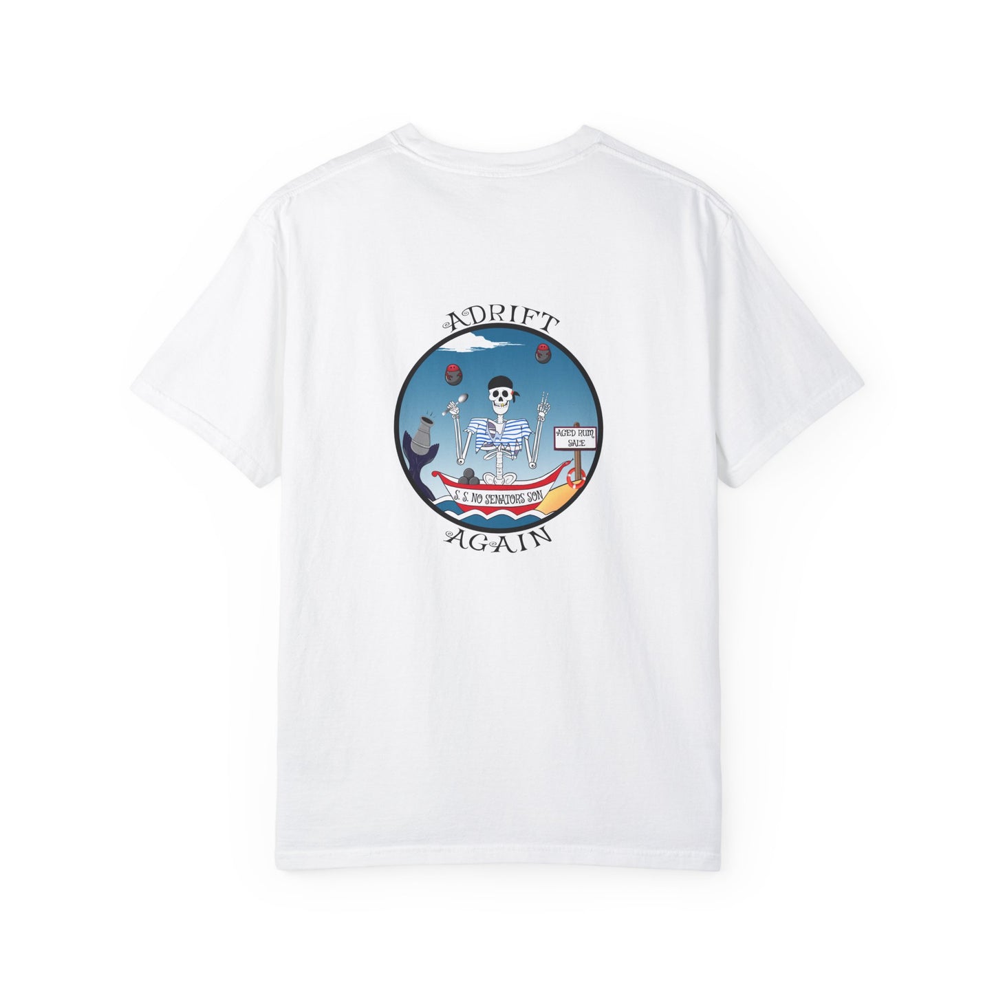 S. S. No Senators Son, Unisex Garment-Dyed, Short Sleeve T-shirt, In Red, Chambray, True Navy, Black and White