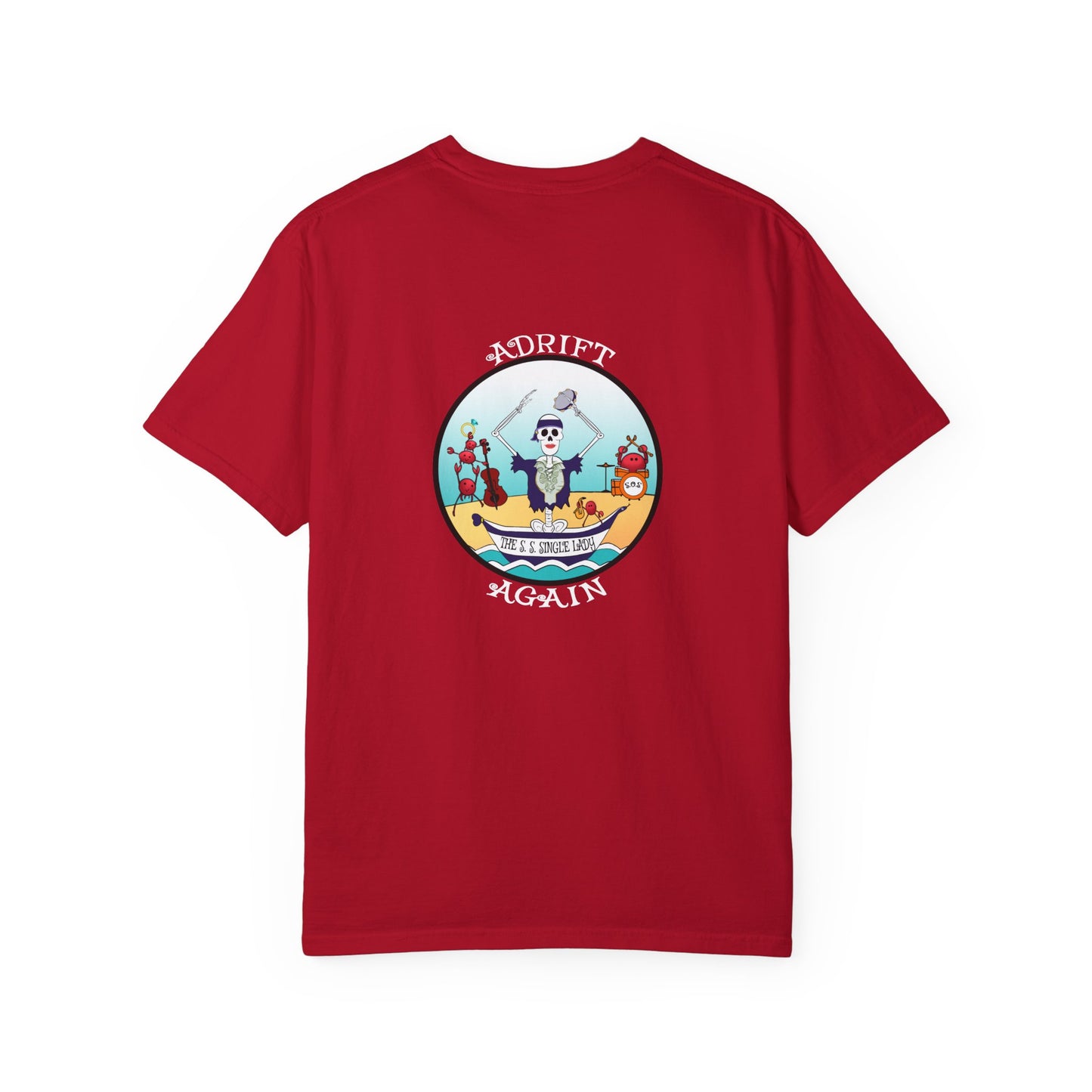 The S. S. Single Lady, Unisex Garment-Dyed, Short Sleeve T-shirt, In Chambray, Red, Black, White& True Navy
