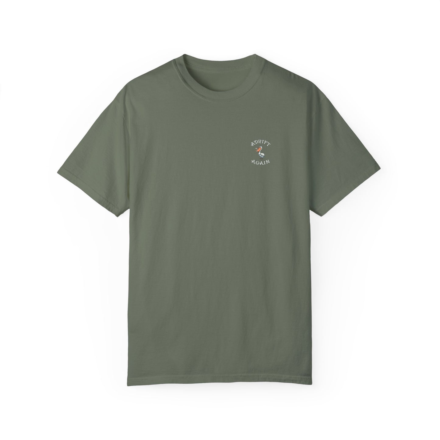 The Calamari Current, Unisex Garment-Dyed, Short Sleeve T-shirt, In China Blue, Banana, Moss, Khaki, White & Black