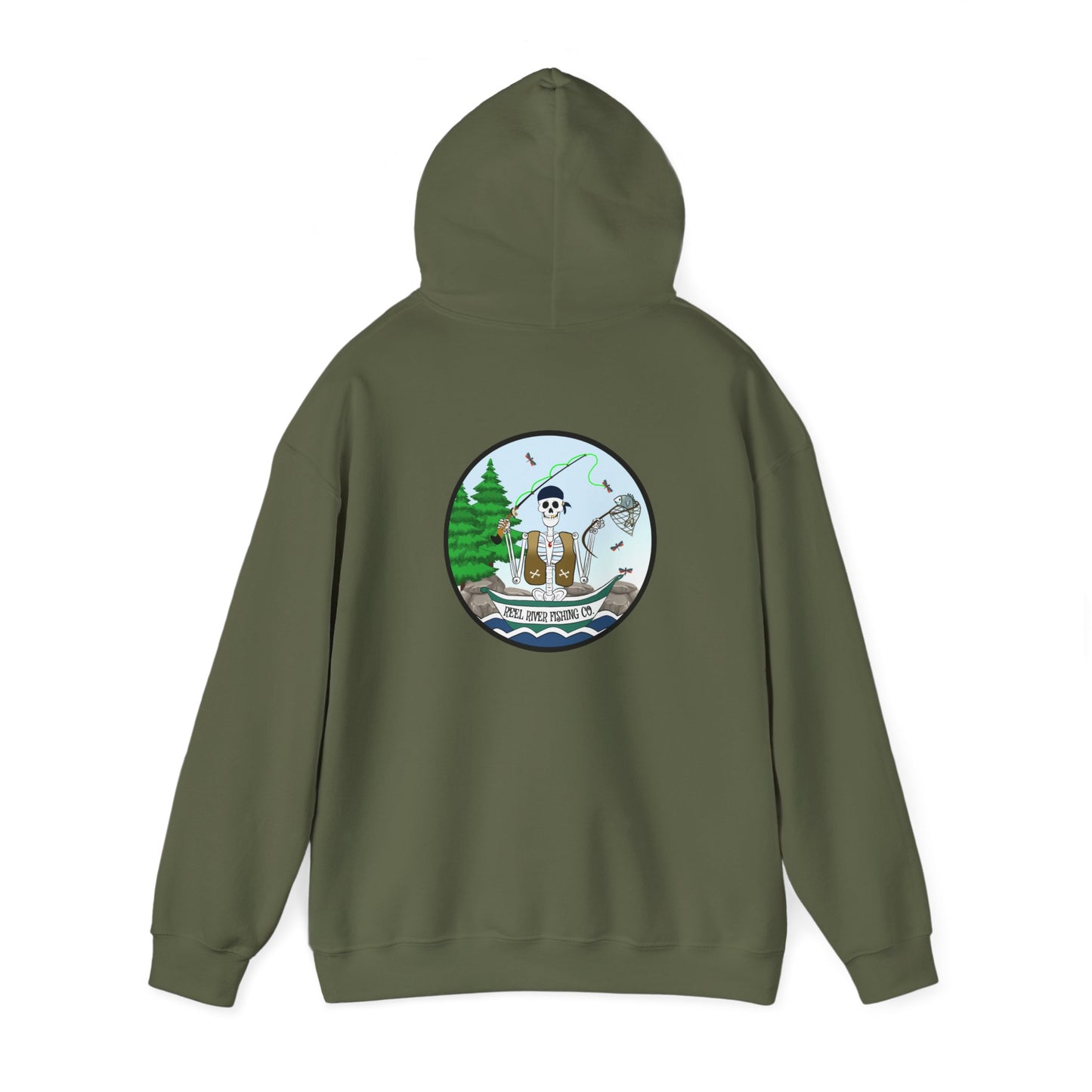 Reel River Fishing Co., The Classic All Day Hooded Sweatshirt, in Military Green, Sand, Sport Grey, Light Blue, Antique Sapphire, Indigo Blue & Black