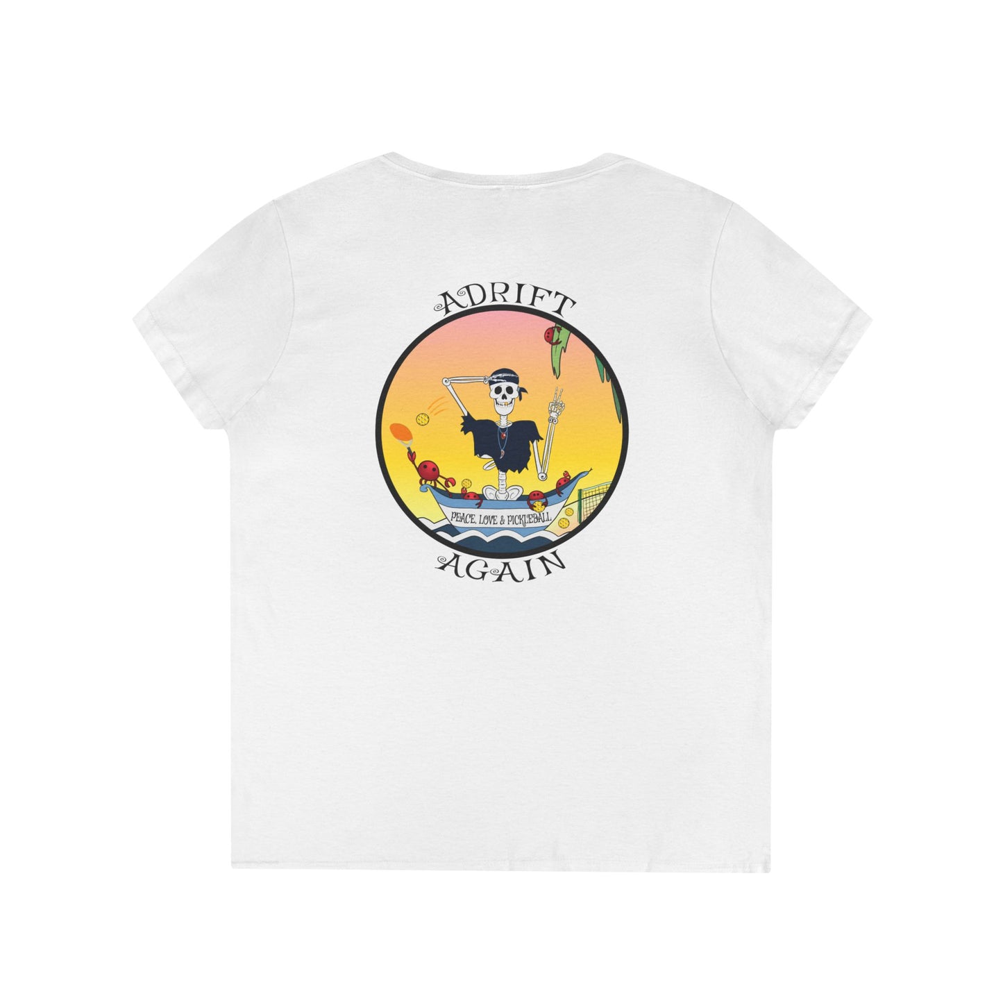 Peace, Love & Pickleball, Women's V-Neck T-Shirt, in Red, White, Royal & Graphite Heather