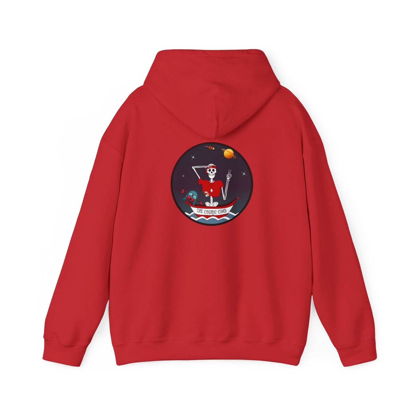 The Cosmic Crab, The Classic All Day Hooded Sweatshirt, in Royal, Carolina Blue, Black, Red & Safety Orange