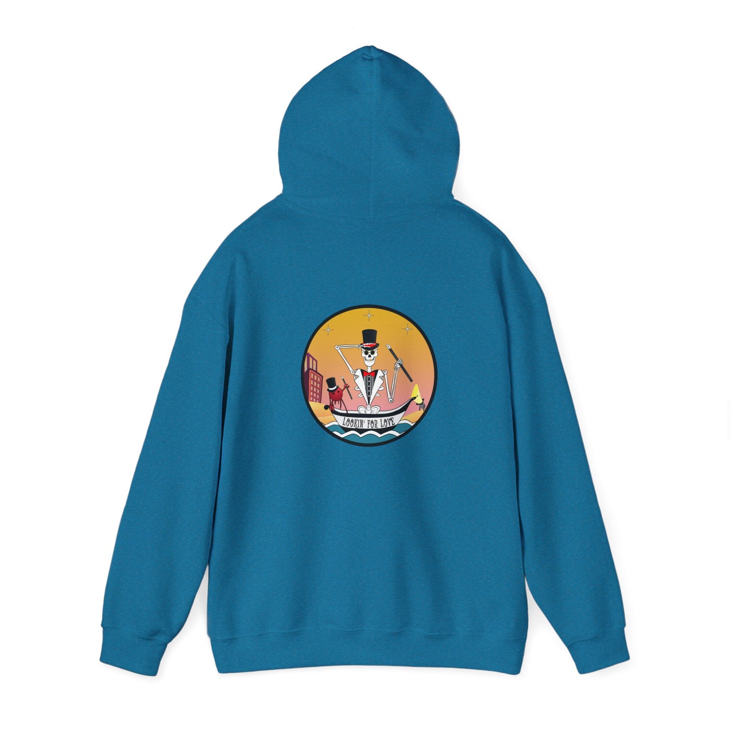 Lookin' For Love, The Classic All Day Hooded Sweatshirt, Black, Safety Orange, Maroon, Antique Sapphire, and Safety Pink