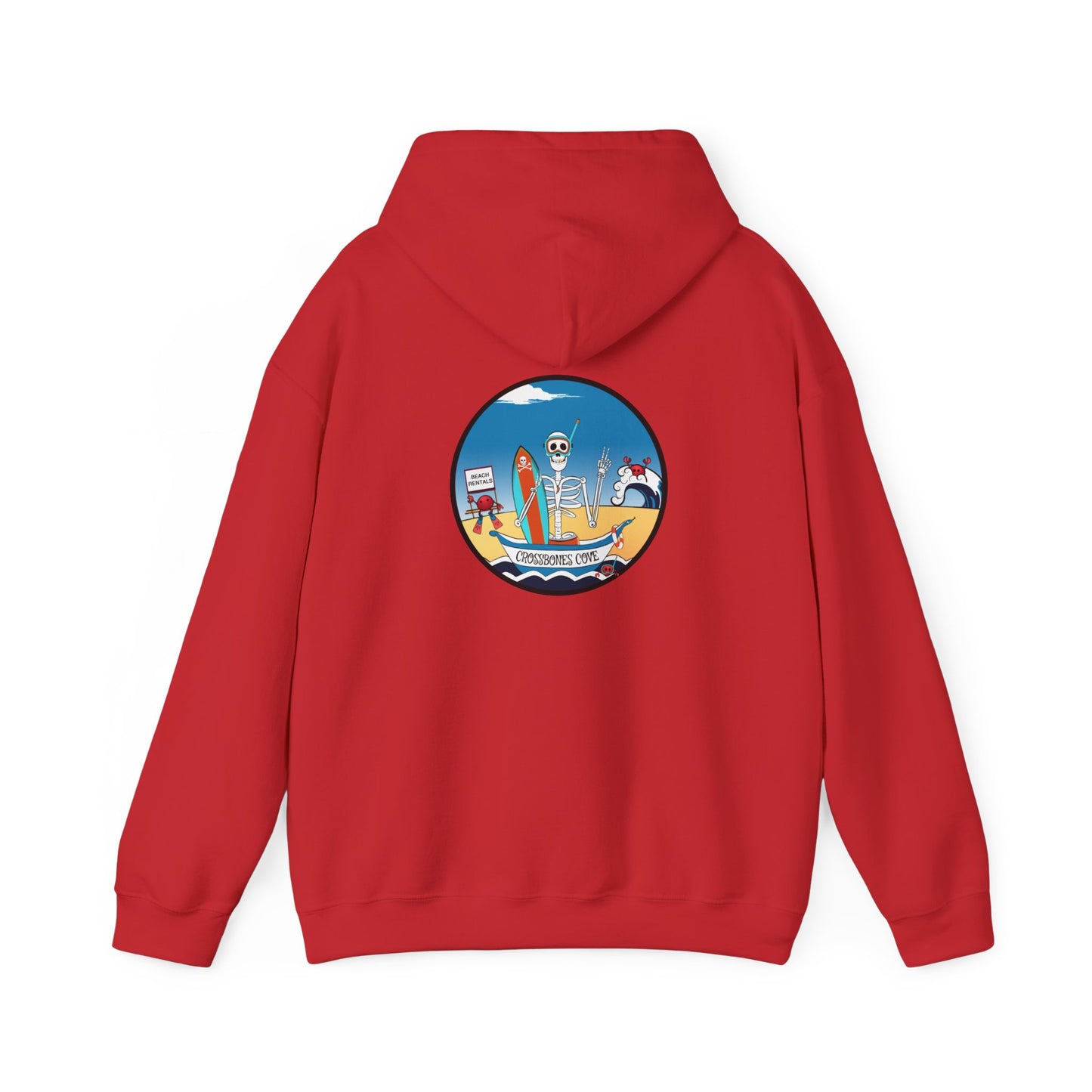 Crossbones Cove, The Classic All Day Hooded Sweatshirt, Carolina Blue, Black, Royal, Safety Orange & Red