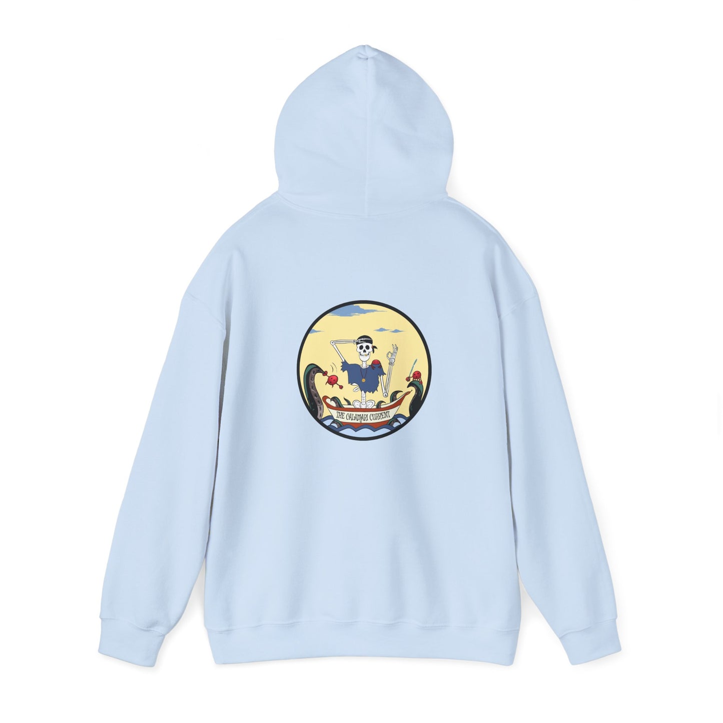 The Calamari Current, The Classic All Day Hooded Sweatshirt, in Navy, Light Blue & Forest Green