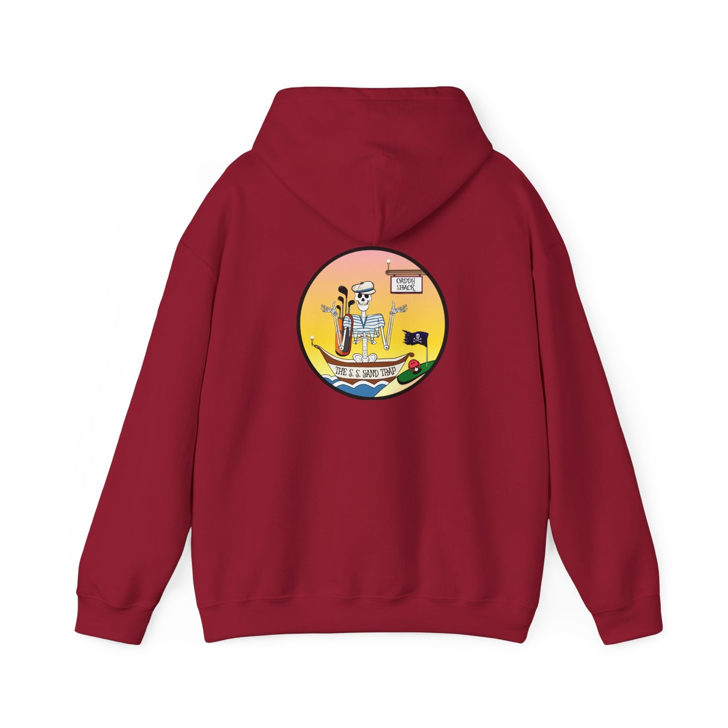 The S. S. Sand Trap, The Classic All Day Hooded Sweatshirt, in Cardinal Red, Antique Sapphire, Indigo Blue & Graphite Heather