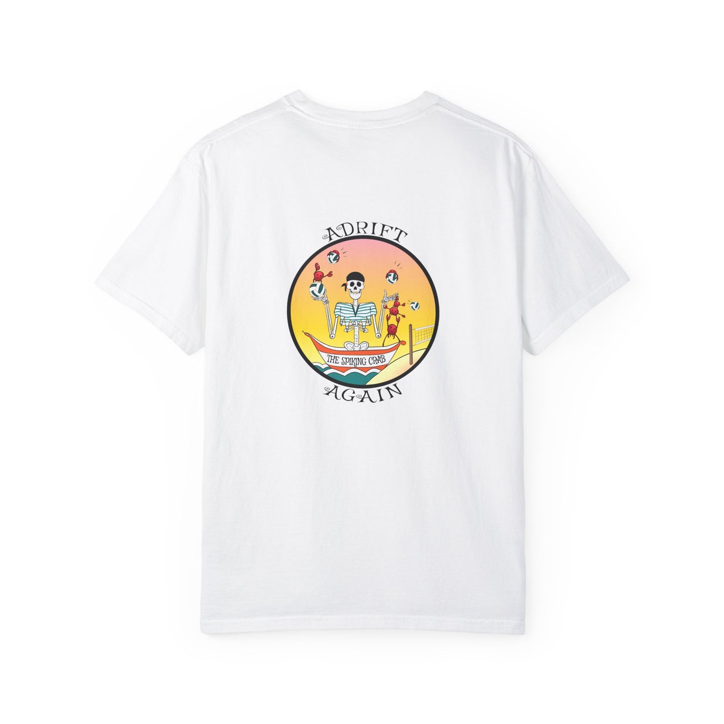 The Spiking Crab, Unisex Garment-Dyed, Short Sleeve T-shirt, In Seafoam, Terracotta, White & Black