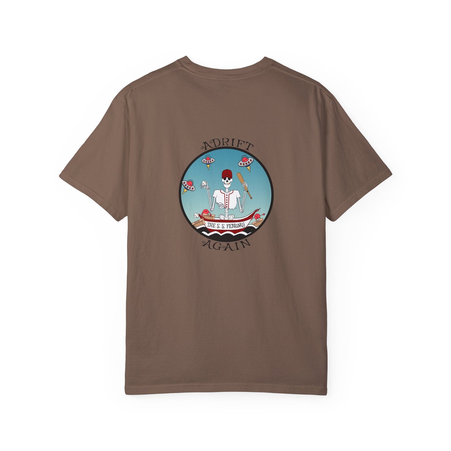 The S. S. Fenway, Unisex Garment-Dyed, Short Sleeve T-shirt, In Red, Espresso, True Navy, Black & White