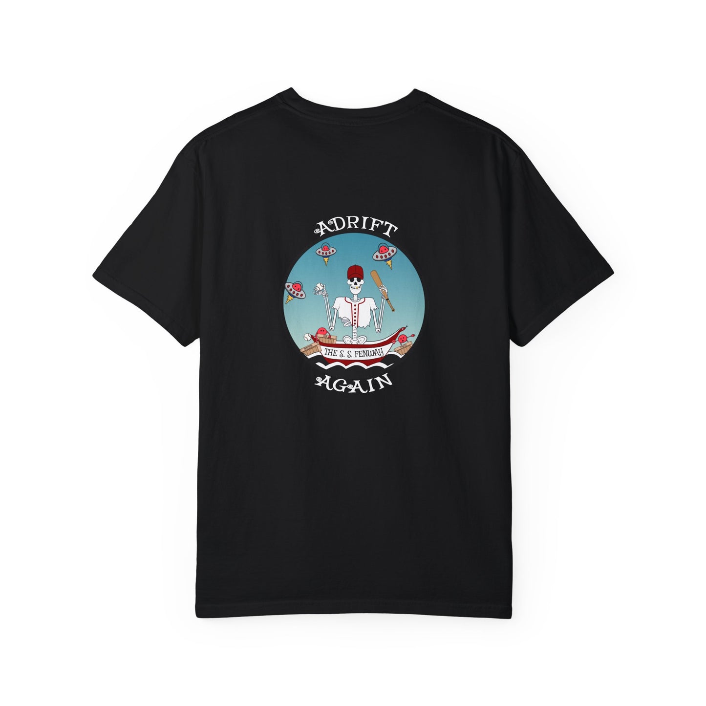 The S. S. Fenway, Unisex Garment-Dyed, Short Sleeve T-shirt, In Red, Espresso, True Navy, Black & White