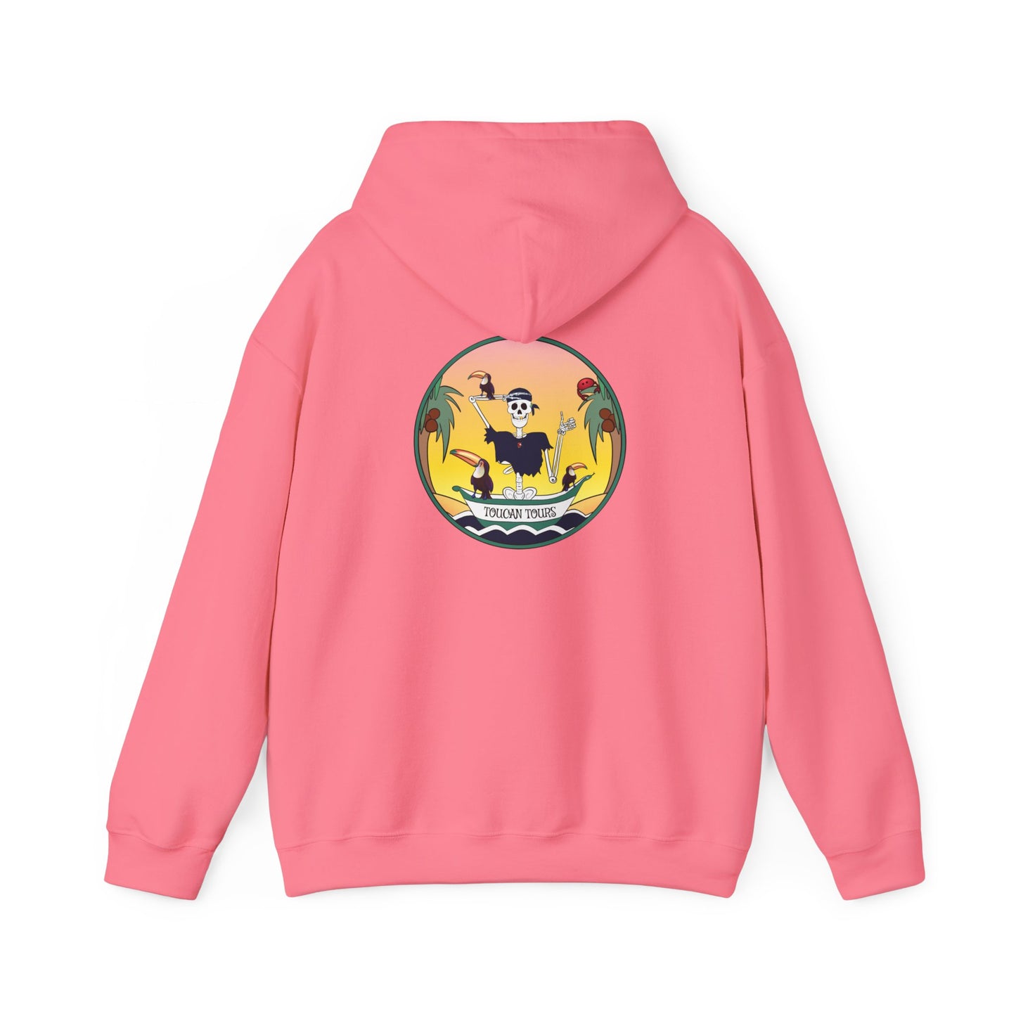 Toucan Tours, The Classic All Day Hooded Sweatshirt, in Sand, Military Green, Cardinal Red, Safety Pink, Safety Orange & Black