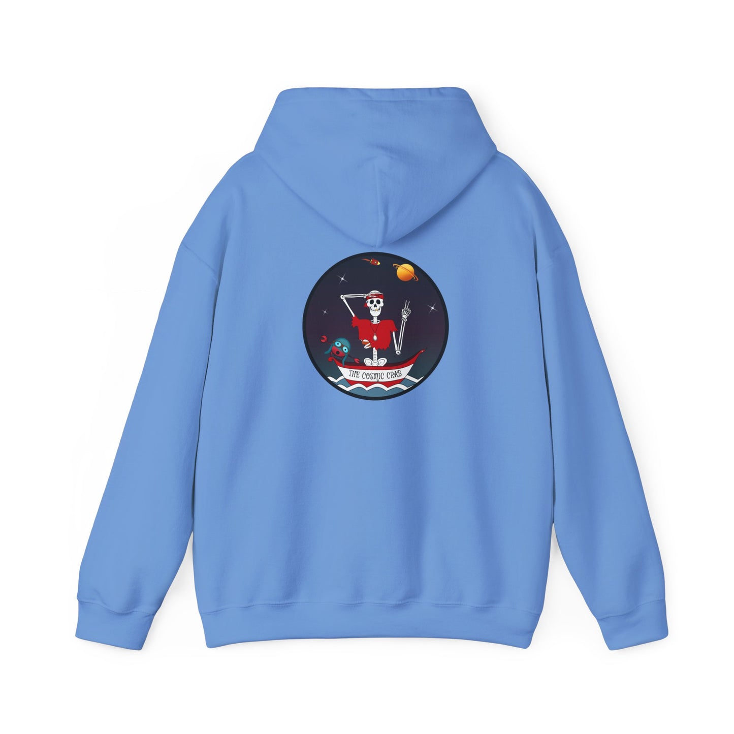 The Cosmic Crab, The Classic All Day Hooded Sweatshirt, in Royal, Carolina Blue, Black, Red & Safety Orange