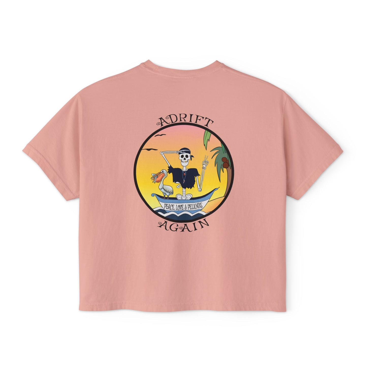 A Boxy Women's Tee, Peace, Love & Pelicans, Just Peachy