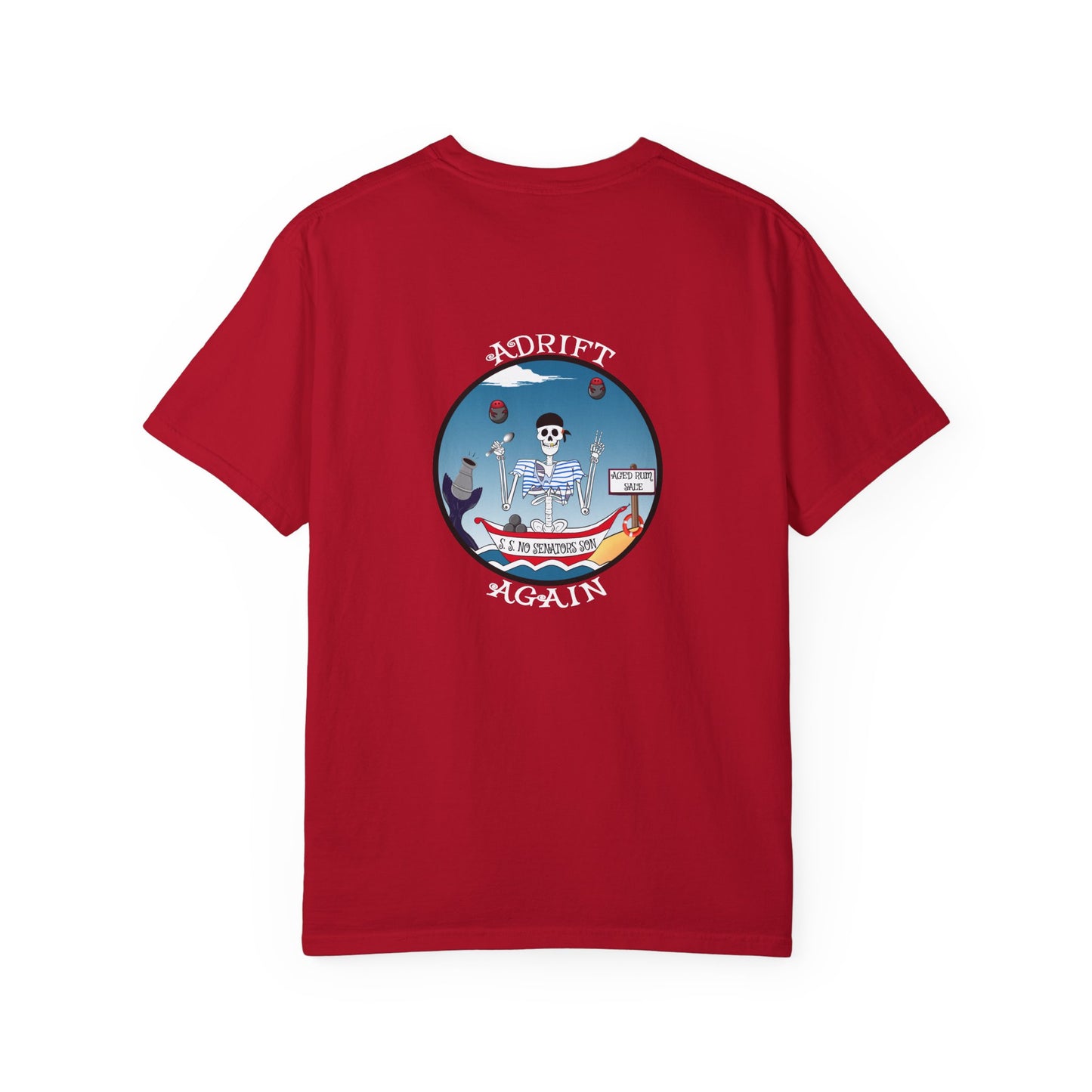 S. S. No Senators Son, Unisex Garment-Dyed, Short Sleeve T-shirt, In Red, Chambray, True Navy, Black and White