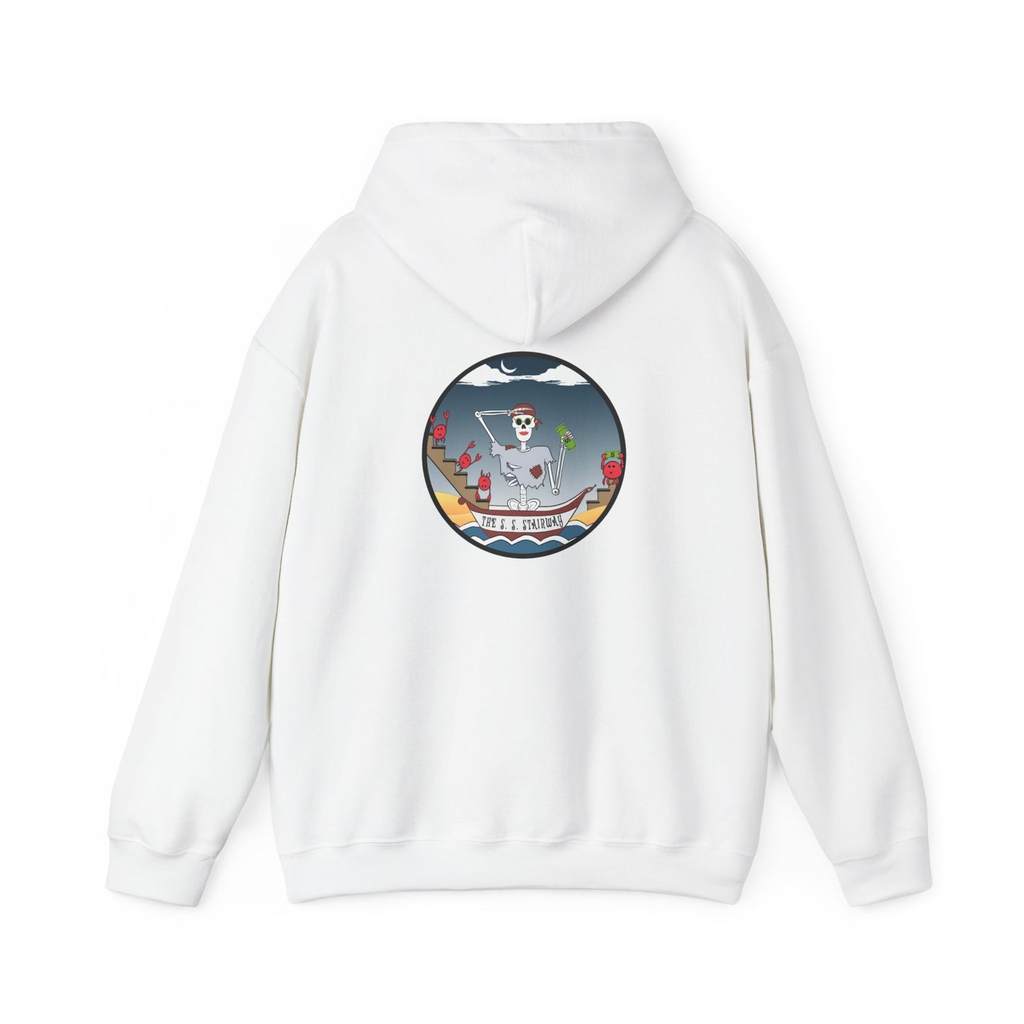 The S. S. Stairway, The Classic All Day Hooded Sweatshirt, Garnet, White, Indigo Blue, Antique Cherry Red, and Ash