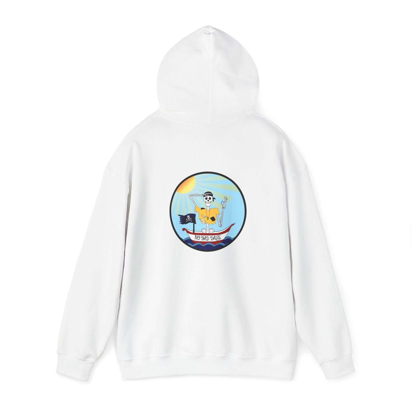 Adrift Again No Bad Days, The Classic All Day Hooded Sweatshirt, Black, White, Gold, Antique Sapphire, Royal, Navy, Antique Cherry Red